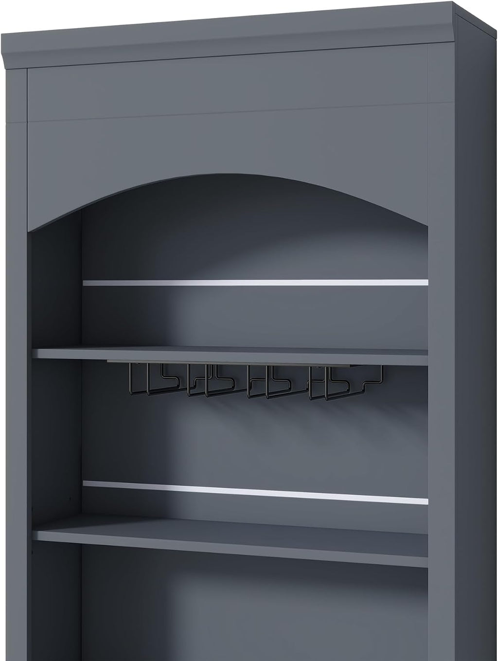 Modern 28.7x17.5x83.7 Inch Tall Kitchen Pantry Cabinet, Freestanding Hutch with Faux Marble Top, 5 Drawers & Adjustable Shelf, Glass Holders, Space-Saving Storage for Kitchen/Dining Room (1, Gray)