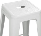 Yaheetech 24 Inch Metal Bar Stools Set of 4, Stackable Bar Chairs, White | No Assembly Counter Height Barstools with Footrest, 330 lb Load Capacity Patio Stools For Kitchen, Bar, Indoor & Outdoor Use