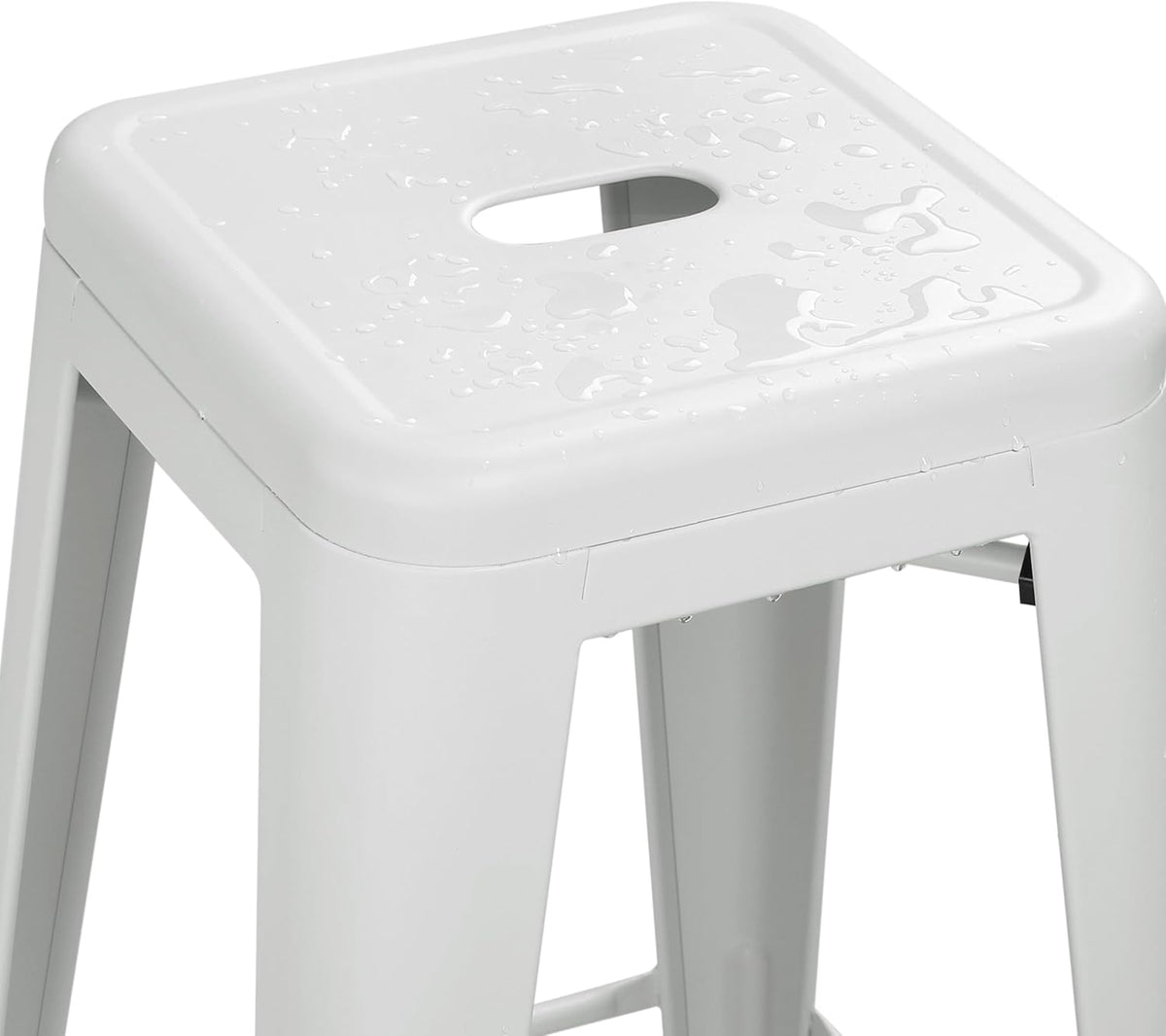 Yaheetech 24 Inch Metal Bar Stools Set of 4, Stackable Bar Chairs, White | No Assembly Counter Height Barstools with Footrest, 330 lb Load Capacity Patio Stools For Kitchen, Bar, Indoor & Outdoor Use