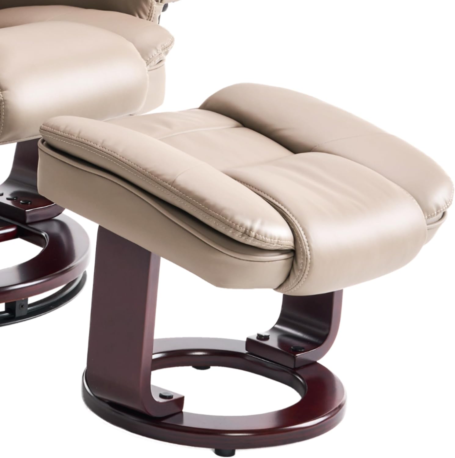 Swivel Recliner Chair with Ottoman Reclining Lounge Sofa Footrest, Set of 2 | 360°Sturdy Wood Base, Soft Faux Leather, Upholstered Ultra-Plush Foam, Modern Armchair, Living Room Bedroom Office Reading