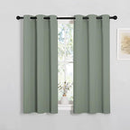 NICETOWN Bedroom Curtain Panels Blackout Draperies, Thermal Insulated Solid Grommet Blackout Curtains/Drapes (Greyish Green, 1 Pair, 34 by 45-inch)