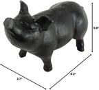 NACH Cast Iron Pig Statue - Black Door Stopper/Paperweight, Rustic Garden Decor, 9.2x3.7x5.9 Inch, Black Head Up Pig