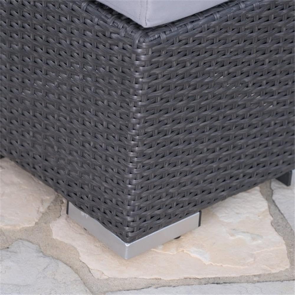 Great Deal Furniture Noble House Santa Rosa 16" Grey Wicker Ottoman Seat w/Silver Cushion (Set of 2)