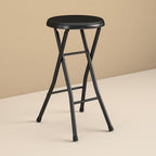 Vinyl Padded Folding Stool, 24 Inch, Black