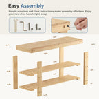 Simple Deluxe Shoe Rack Bench, 3-Tier Bamboo Storage Organizer, 286lb Capacity Entryway Bench for Front Door, Bedroom, Living Room, Bathroom, Balcony, Stylish Shoes Wood (11.3 x 35.4 x 17.8 Inches)