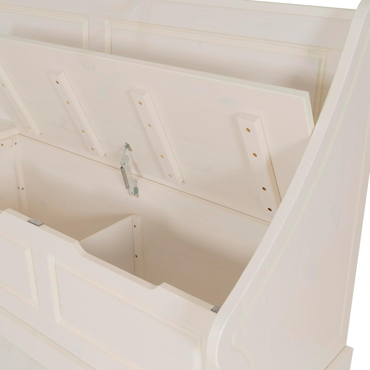 Linon Harris White Corner Breakfast Nook - Nook Only, Table is NOT included! 20.88D x 61.88W x 36.63H in