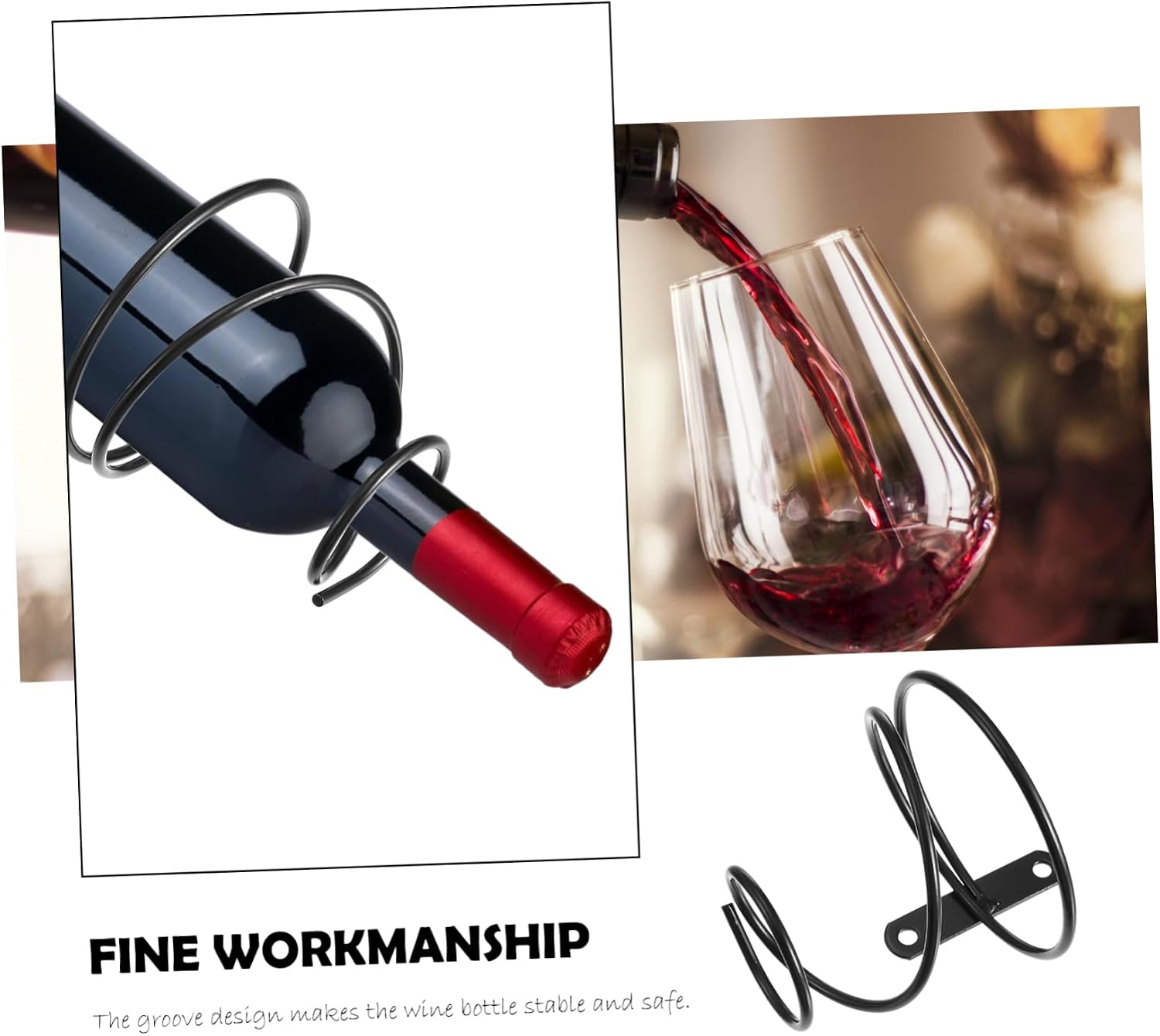 Cabilock 3pcs Elegant Spiral Wine Bottle Display Stand Red Wine Rack for Wall Rack Holder