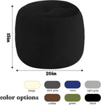 MeMoreCool Round Pouf Ottoman 20x15 Inch, Corduroy Floor Footstool, Black | Soft Foam Chunk Filled Floor Pouf, Comfy Foot Rest for Couch, Living Room, Bedroom, Kids Room