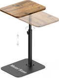 TV Tray Table Adjustable Height Swivel Couch Table with Heavy Metal Base | Slides Under Sofa, C-Shaped Side Table for Living Room, Bedroom, Bathroom, Study, and Small Spaces
