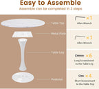 Round Dining Tulip Table for 4, Mid-Century Modern Table with Sturdy Metal Pedestal for Kitchen, Bistro, Cafe, Leisure (Faux Marble White, 31.5 INCH)