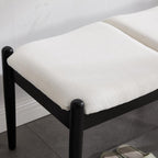 CIMOTA Modern Linen End of Bed Bench, Upholstered Bedroom Ottoman Bench Entryway Bench for Hallway/Dress Room/Living Room, Window Ottoman Bench with Solid Wood Legs, 54 Inch Long, White