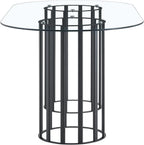 Oval Tempered Glass Dining Table for 4-8 People, 71'' Tall Kitchen Tables for Small Spaces, Modern Dinning Room Furniture, Metal Pillar Base, for Living Room, Kitchen, Dining Room, Black