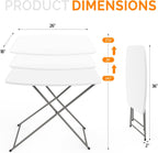 VINGLI Small Folding Table Portable, 18" Adjustable Height Personal Laptop TV Tray, Camping Table, HDPE Plastic Top with Steel Frame,White