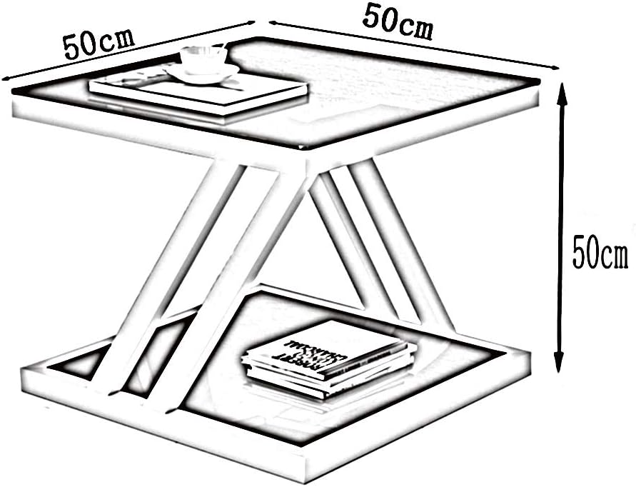 Telephone Table, Nordic Modern Square Side Table Living Room Sofa Coffee Table Telephone Table Bedroom Bedside Table 2-Tier Storage Table(Black
