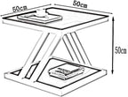Telephone Table, Nordic Modern Square Side Table Living Room Sofa Coffee Table Telephone Table Bedroom Bedside Table 2-Tier Storage Table(Black