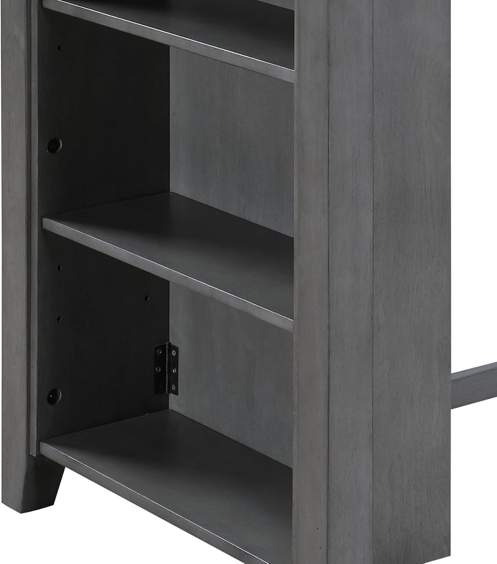 Modern Gray Finish Counter Height Dining Table with USB Ports and Shelves Perfect for Compact Homes