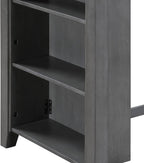 Modern Gray Finish Counter Height Dining Table with USB Ports and Shelves Perfect for Compact Homes