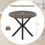 Tangkula 36" Round Dining Table, Mid-Century Modern Kitchen Table with Rubber Wood Legs, Vintage Table with Pedestal Base & Adjustable Foot Pads, Side Table for Home, Office, Bar (Rustic Brown+Black)