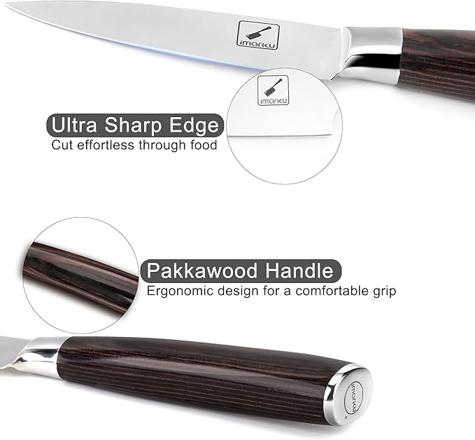 imarku Paring Knife - Paring Knives, 3.5 Inch Small Kitchen Knifes - Japanese SUS440A Stainless Steel Fruit Knife, Ergonomic Pakkawood Handle, Ultra Sharp Blade, Unique Gifts for Men and Women