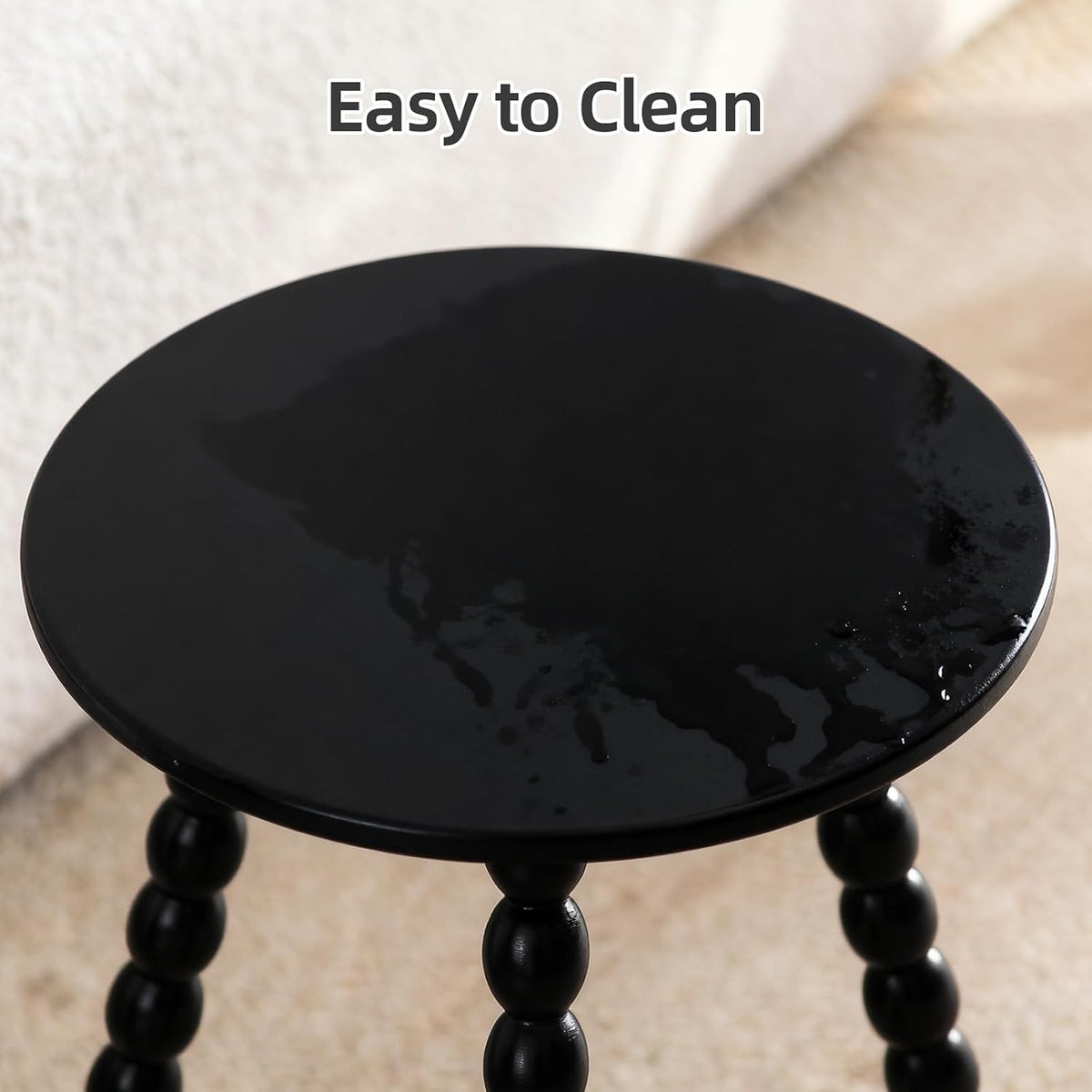Round Side Table, Solid Wood Small End Table for Small Space, Accent Table Nightstand Modern Table for Living Room Bedroom Office Couch