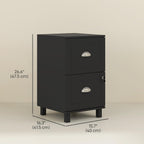 HOMCOM Vertical Filing Cabinet with 2 Drawers Lockable File Cabinet Black | Adjustable Hanging Bars, for A4 and Letter, for Home Office