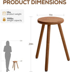 Small Round Side Table Adjustable Height Solid Wood Drink Table Indoor Tall Plant Stand Multi-Use Accent Stool-11‘’D × 20“H (Walnut)