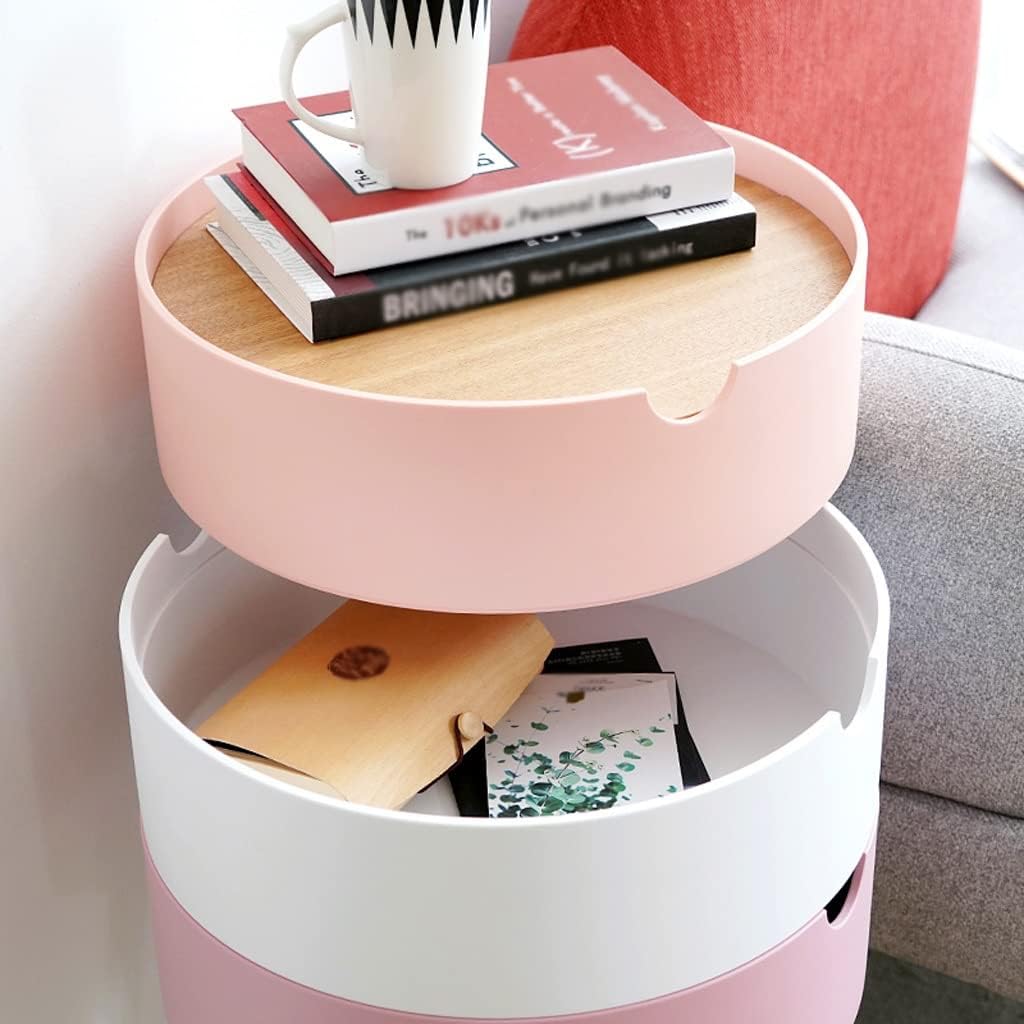 Telephone Table Bedroom Bedside Table Small Apartment Multi-Functional Living Room Rack Modern Minimalist Round Side Table Bedroom Storage Bedside Cabinet (Color (Brass)
