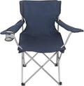 Quad Folding Camp Chair with Cup Holder, Dark Blue, Steel Frame, 250 lb Capacity, 32x19x32 Inches