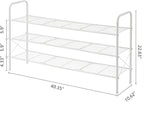 Hoctieon 3 Tier Mesh Style Shoe Rack, Entryway Shoe Shelf, Shoe Storage Organizer, Shoe Rack for Closet, Space Save for Bathroom, Garage, Hallway, Bedroom, Living Room, White
