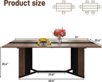 7-Piece Dining Table Set with 6 Cushion Chairs for 4 6 People, 71" Large Long Wooden Kitchen Table Sets W/Waterproof Tabletop, Farmhouse Rectangular Dinner Table for Dining Room,Kitchen(Brown)