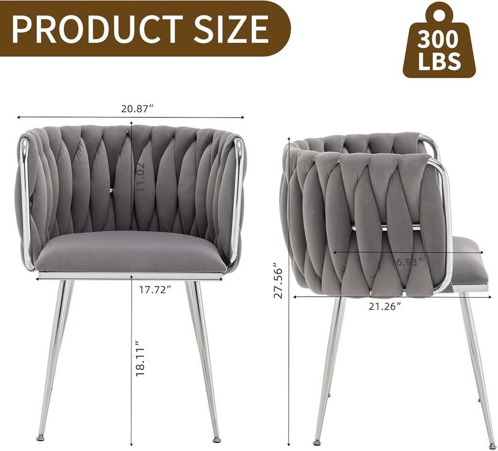 Velvet Dining Chairs Set of 6, Upholstered Dining Room Chairs with Metal Legs, Sillas de Comedor Modernas 6, Modern Kitchen Chairs for Dining Room, Living Room, Kitchen, Bedroom, Grey