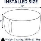Indoor/Outdoor Inflatable Ottoman D21 x H9 inch, Round Footstool Inflatable Foot Rest Ottoman with Handle, Portable Pouf for Patio, Garden, Camping, Home, Textured Gray