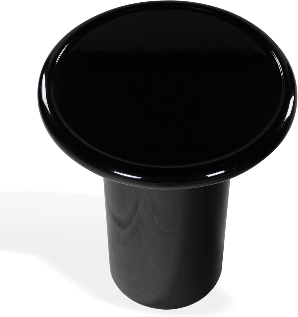 SAFAVIEH Couture Collection - Lolita Black Concrete Accent Table, Modern Round Top Side Table, High Gloss Finish, Fully Assembled (SFV2622A)