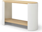 48'' End Table for Living Room, Modern Wood Side Table with 2-Layer Storage Shelves, Contemporary Unique Sofa Table for Apartment, Small Space, Easy Assembly, Natural White