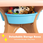 GLACER Toddler Table and Chair Set - 3 Pieces Children Activity Table w/4 Storage Bins, Kids Play Table, Kids Table and Chairs for Reading, Drawing, Playroom, Snack Time