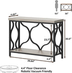IBF Narrow Entryway Table with Storage, Modern Wood Metal Console Sofa Table Behind Couch Tables, Industrial Narrow Hallway Table for Living Room Home Office Foyer Entry Way Entrance, Grey, 39.4 Inch