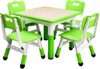 Kids Table and 4 Chairs Set, Green