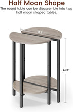 Vagusicc Side Tables Small End Tables, Set of 2 Half Round Side Table for Living Room, 2 Tier Couch Side Table, Small Round Coffee Table Accent Table, Thin Sofa Table Narrow Entryway Table, Grey