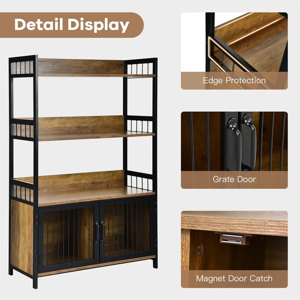 3-Layer Bread Rack Industrial Kitchen Microwave Shelf with Storage Cabinet Multifunctional Furniture (Color : A, Size : As Shown) (A As Shown)