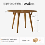 HULALA HOME Round Dining Table for 4, 45” Solid Wood Kitchen Dining Room Table, Small Dinner Coffee Writing Table for Kitchen Cafe Space Saving, Acorn