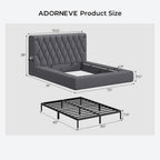 ADORNEVE Upholstered Cloud Bed Frame Queen with 5.9" Thick Headboard, Grey