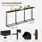 HOOBRO 78.7 Inch Narrow Console Table with Adjustable Height (25.5"-33.4") | 5.9" Sofa Table with Power Outlets, Skinny Behind Couch Table for Small Spaces, Black BB200UXG01