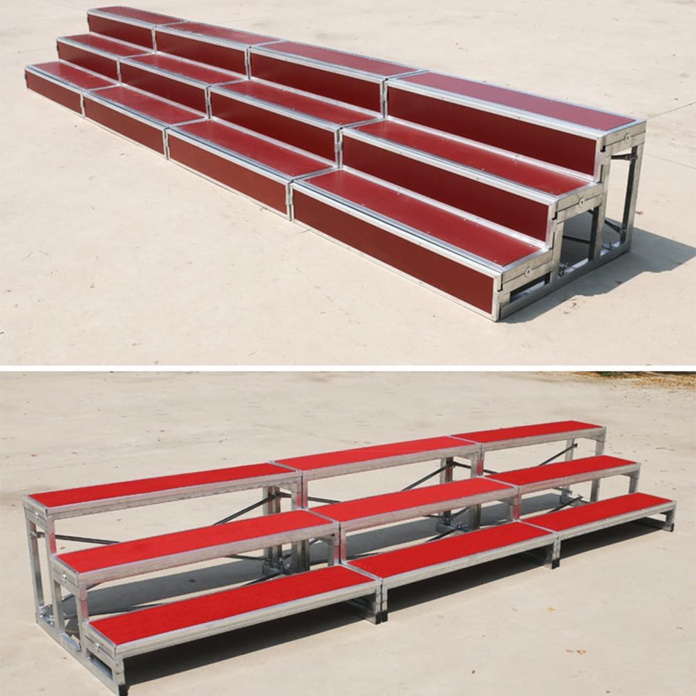 Portable Folding Music Stool Ladder - Adjustable Height for Choirs, Parties & Performances - Lightweight, Movable Stool in Black/Red - Easy Setup for Events & Rehearsals