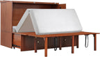 Mega Solutions Notturno Murphy Cabinet Bed Queen 8 inch Save Space in Style with Elegant Cognac Wood Finish Charging Station - Guest Room or Small Apartment Must-Have