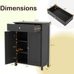 Tangkula Bathroom Storage Cabinet, Freestanding Floor Organizer w/ 2 Doors, 1 Drawer & 1 Adjustable Shelf, Modern Home Bathroom Furniture for Living Room Entryway Kitchen (Cabinet & Drawer, Black)