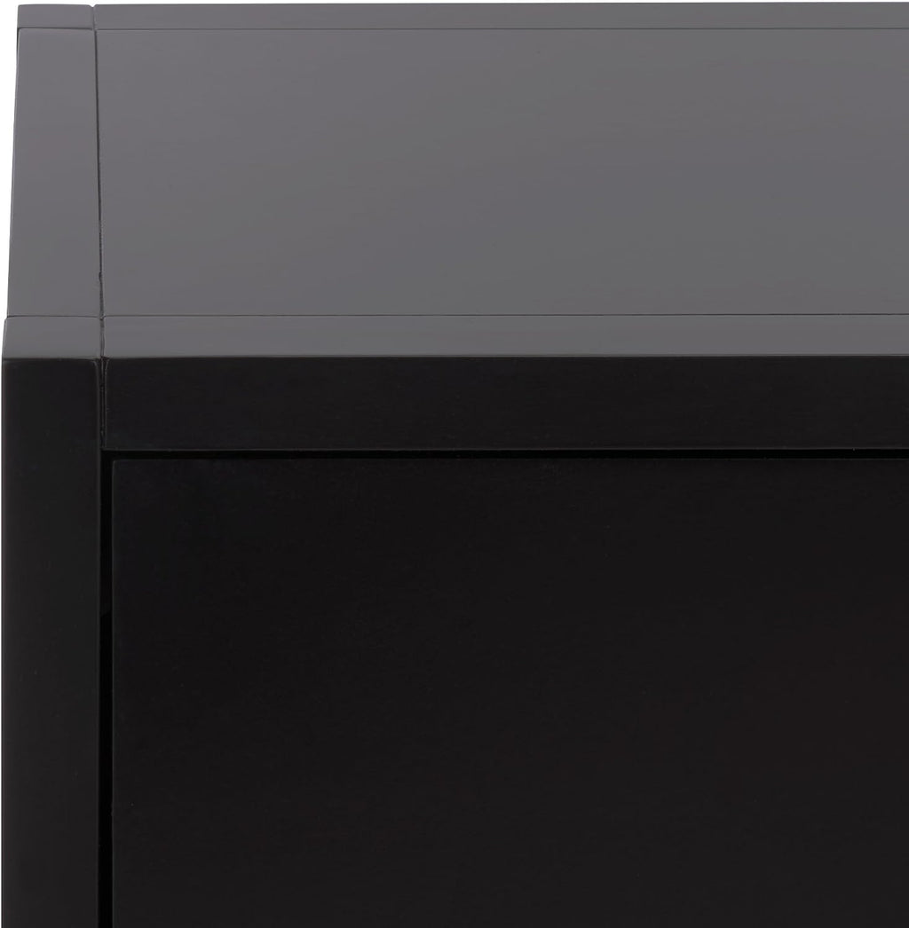 SAFAVIEH Furniture - Sadie 1-Drawer Nightstand - Black - Wood - Glam Gold Hardware Design - Ideal for Bedroom, 21" W x 17.2" D x 26" H - Fully Assembled (NST9201E)