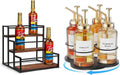 THYGIFTREE 3-Tier Coffee Syrup Organizer for 12 Bottles,Rotating Coffee Syrup Rack for 4 Bottles for Coffee Bar Station, Black