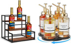 THYGIFTREE 3-Tier Coffee Syrup Organizer for 12 Bottles,Rotating Coffee Syrup Rack for 4 Bottles for Coffee Bar Station, Black