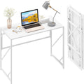 Elephance Folding Desk Writing Computer Desk for Home Office No-Assembly | Study Office Desk,Foldable Table for Small Spaces,39.4 Inch,White