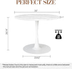 DKLGG White Marble Round Dining Table, 39.1" Tulip Kitchen Dining Table for 4-5 People with MDF Table Top & Pedestal Base, Mid-Century End Living Room Table